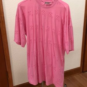 ASOS Pink Embroidered Tee Shirt Dress